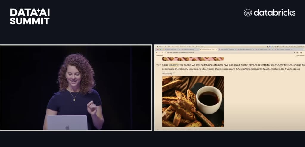 Still from the Mosaic AI Agent Framework demo at DAIS
2024