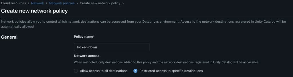 Network Egress settings